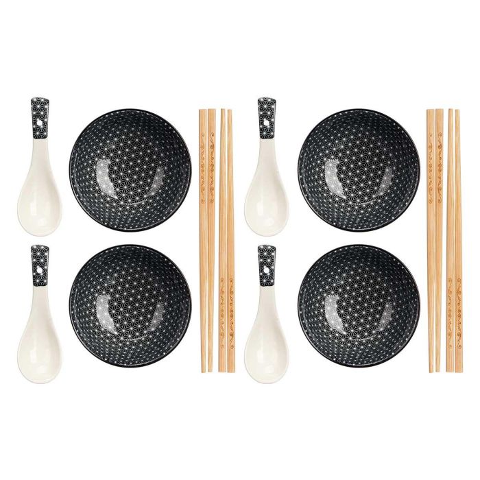 Kinvara Set 12 Piezas Sushi Negro 37.5 x 25.5 x 7 cm (Set de 6)