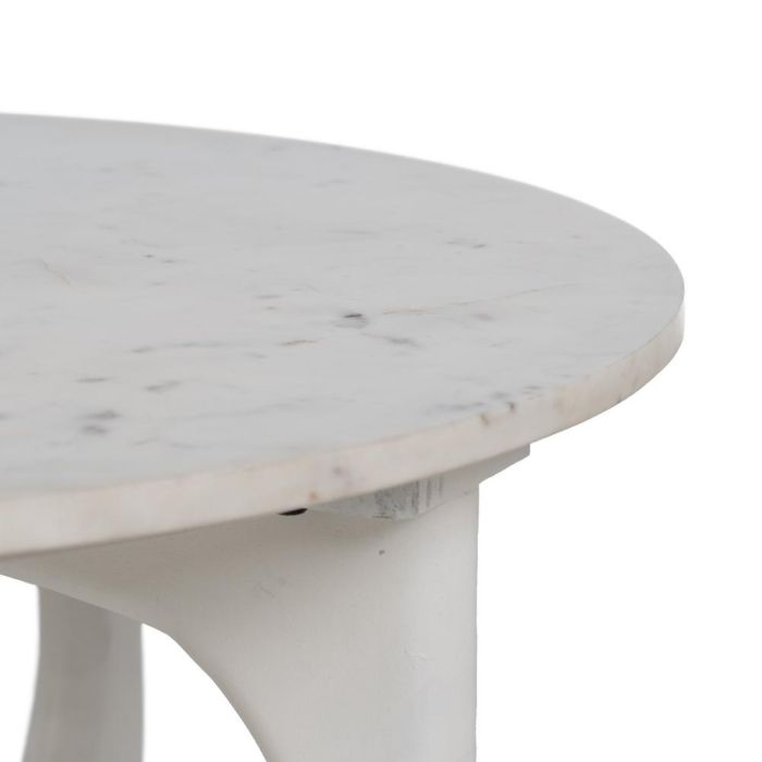 Mesa Centro Blanco Mármol/Madera Salón 75 X 75 X 40 cm