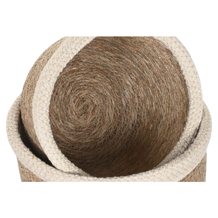 Cesta  DKD Home Decor Crema Natural 31 x 20 x 31 cm Set de 4 (2 Unidades) 2 Cesta  DKD Home Decor Crema Natural 31 x 20 x 31 cm Set de 4 (2 Unidades) 2