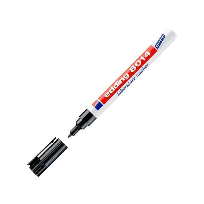 Edding Marcador Permanente Especial Laboratorio Negro 1mm, Resistente Agua, Luz, Altas y Bajas Temperaturas (10 Unidades) (10 Unidades)