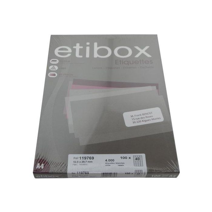 Etiquetas Adh.Impr. A4 Blanca Caja 100H C.Romos 52,5X29,7 Mm 4.000 Uds.