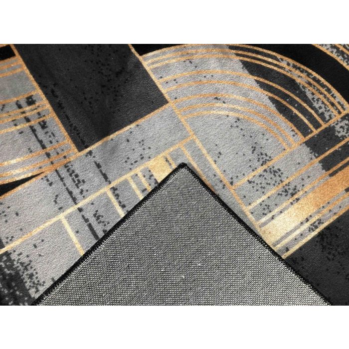 DKD Home Decor Alfombra Moderna de Poliéster, Diseño Geométrico Negro y Dorado, 240x60 cm, Pack de 2 Unidades (260 gsm) 1 DKD Home Decor Alfombra Moderna de Poliéster, Diseño Geométrico Negro y Dorado, 240x60 cm, Pack de 2 Unidades (260 gsm) 1