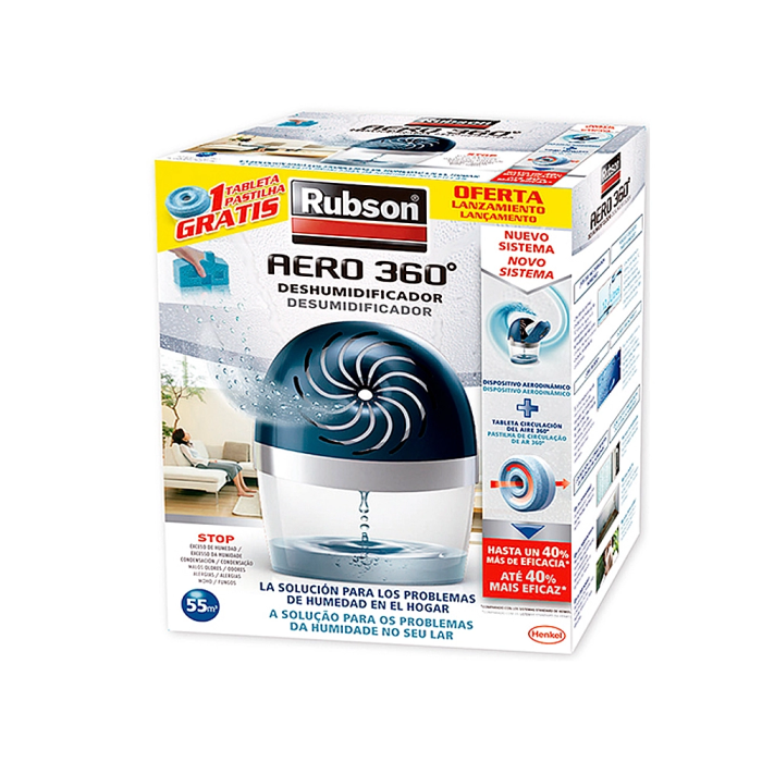 Rubson 96636 Recambio Deshumidificador Aero 360° 450 g para Exceso de Humedad Condensación Mal Olor Alergia Moho 1