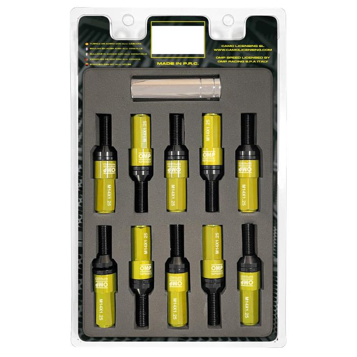 Omp Speed Juego De 20 Tornillos Con Protector De Aluminio De Colores M14x1.25 Llave De 17-19 Largo 28 mm Con Protector Amarillo OMPS09971409 Omp Speed Juego De 20 Tornillos Con Protector De Aluminio De Colores M14x1.25 Llave De 17-19 Largo 28 mm Con Protector Amarillo OMPS09971409