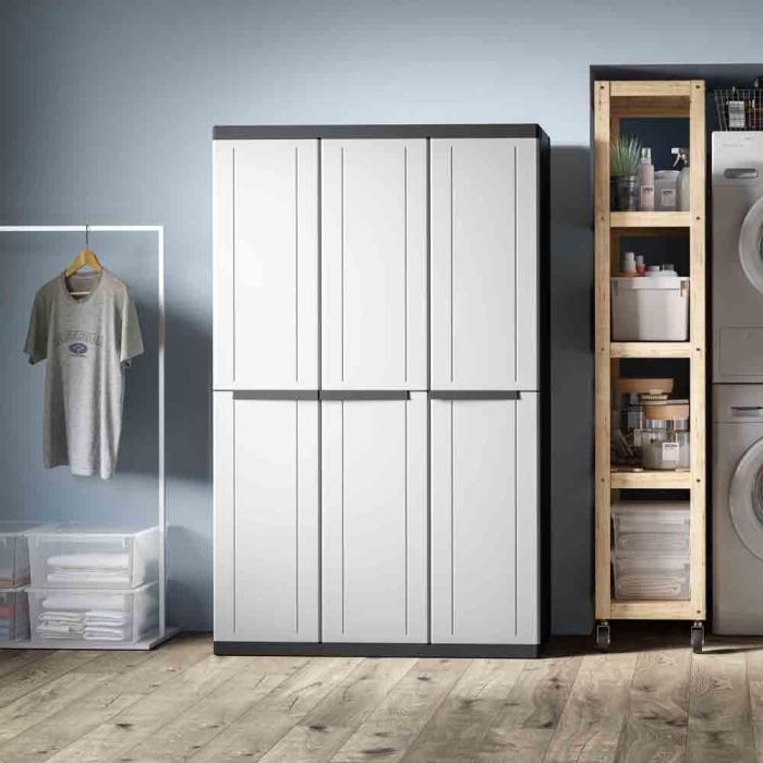 Terry Armario C-Line 102A, 3 puertas con baldas regulables, 102 x 39 x 170 cm, Gris/Negro 2 Terry Armario C-Line 102A, 3 puertas con baldas regulables, 102 x 39 x 170 cm, Gris/Negro 2