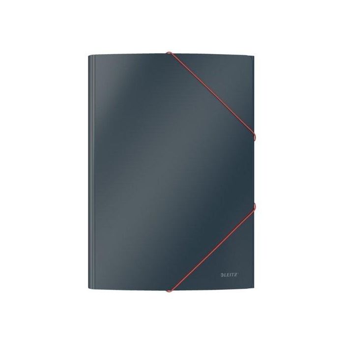 Leitz Carpeta de 3 Solapas Cosy DIN A4 de Cartón con Gomas, Color Gris – Organizador de Documentos Premium
