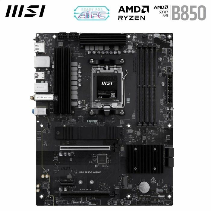 MSI 911-7E80-002 PRO B850-S Placa base ATX AMD B850 Zócalo AM5, AMD Ryzen 7000/8000/9000, DDR5, Wi-Fi 6E 12 MSI 911-7E80-002 PRO B850-S Placa base ATX AMD B850 Zócalo AM5, AMD Ryzen 7000/8000/9000, DDR5, Wi-Fi 6E 12