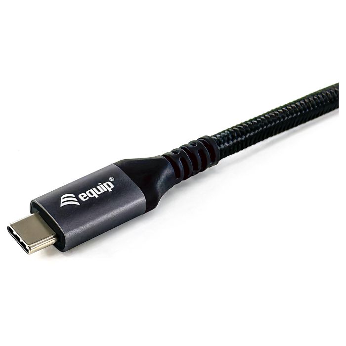 Equip Cable USB-C USB4 Gen2 Macho Macho 40Gbps 4K/60Hz 100W Con Chip E-Mark Color Negro 2.0m Malla algodon trenzado Carcasa Conector Aluminio Equip Cable USB-C USB4 Gen2 Macho Macho 40Gbps 4K/60Hz 100W Con Chip E-Mark Color Negro 2.0m Malla algodon trenzado Carcasa Conector Aluminio