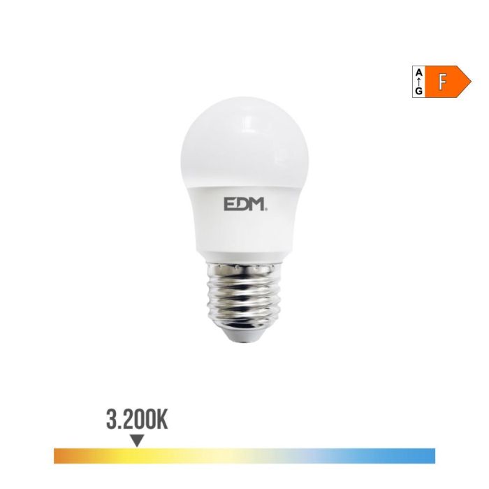 Edm Bombilla esférica LED E27 8,5W 880lm 3000K luz cálida Ø4,5x8,6cm 0 Edm Bombilla esférica LED E27 8,5W 880lm 3000K luz cálida Ø4,5x8,6cm 0
