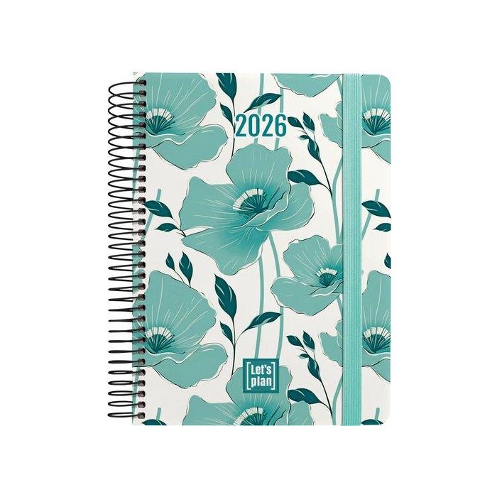 Agenda Anual (2026) Grafoplas Design Espiral Tapa Extra Con Goma A5 210X150 D/P Poppy