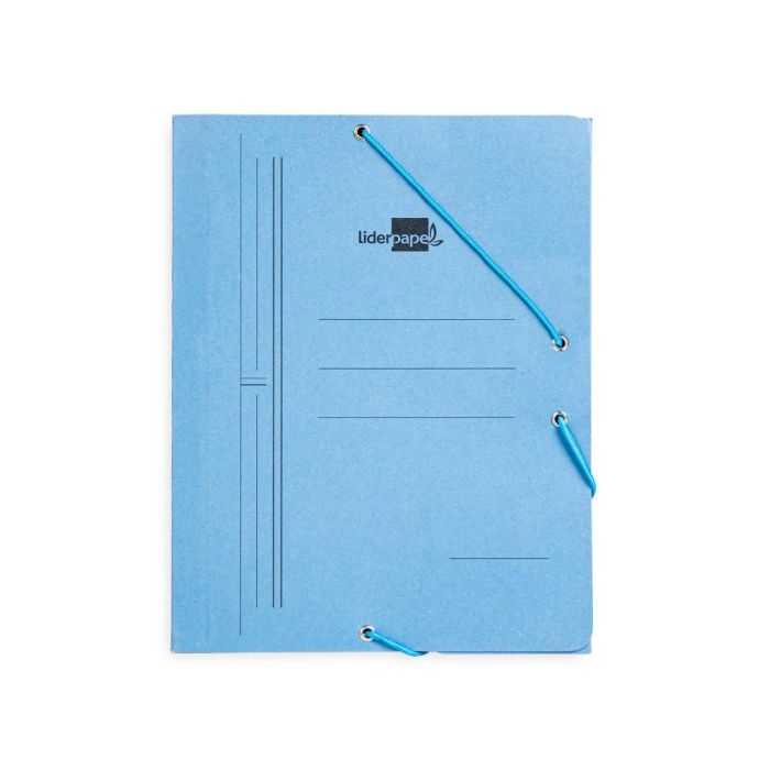 Carpeta Liderpapel Gomas Cuarto 3 Solapas Carton Pintado Azul 1