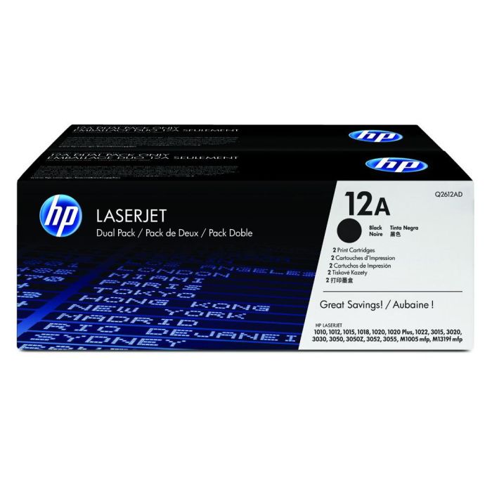 Toner Hp Laserjet 1010 1012 1015 1018 1020 1022 3015 3020 3030 3050 3052 3055 12A Negro Pack 2 2.000 Pag 1