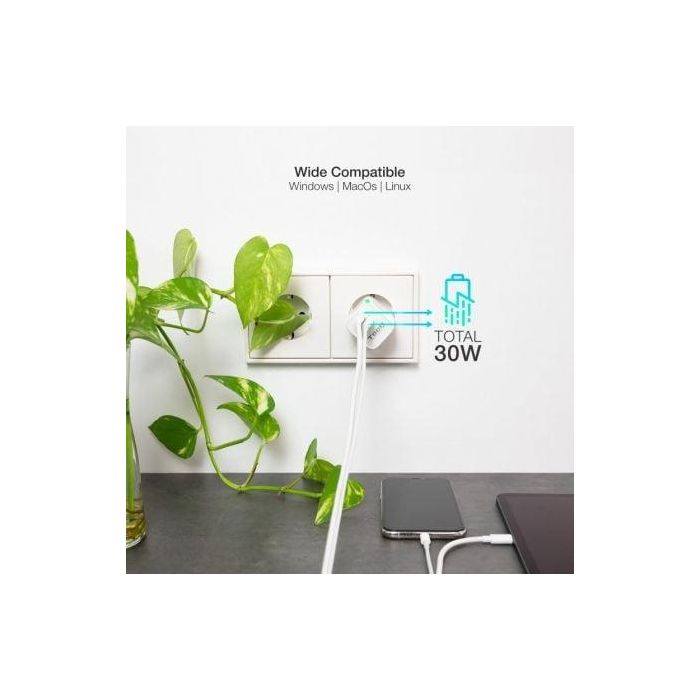 TOOQ CARGADOR DE PARED GaN USB-C/PD + USB-A/QC 30W 3 TOOQ CARGADOR DE PARED GaN USB-C/PD + USB-A/QC 30W 3