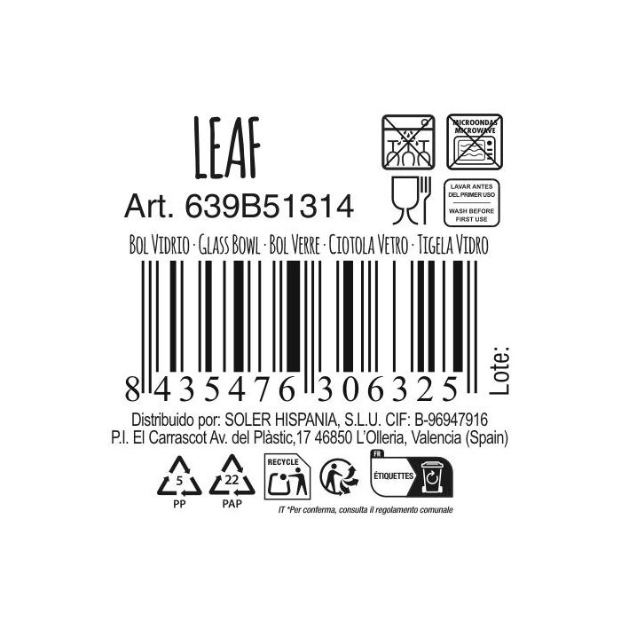 La Mediterranea Bol para Snacks Colores Diseño Leaf, Diámetro 13,5 cm, Altura 7 cm (48 Unidades) 3