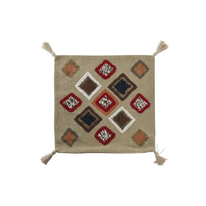 DKD Home Decor Funda Cojín de Poliéster Multicolor con Flecos y Cremallera 50x50 cm 4