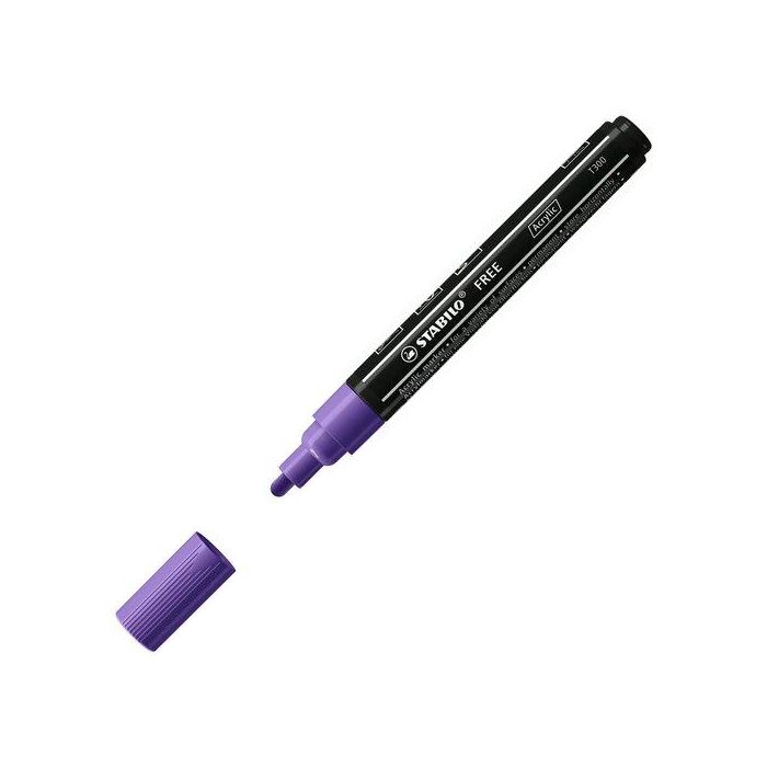 Marcador Acrylic Stabilo Free T300 Arty Line 2-3 Mm Violeta (755) 5 unidades