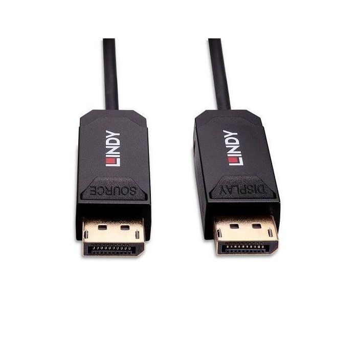 Lindy Fibre Optic Hybrid Cable DisplayPort 2.0 UHBR10 15m - Cable de Fibra Óptica Híbrida para 8K, 40Gbps, HDR, 7680x4320@60Hz