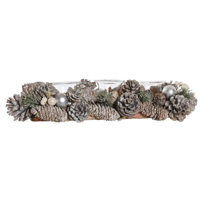 DKD Home Decor Portavelas Navidad Tradicional Verde Rojo Piña Cristal 13 x 8.5 x 38 cm (2 Unidades) 2