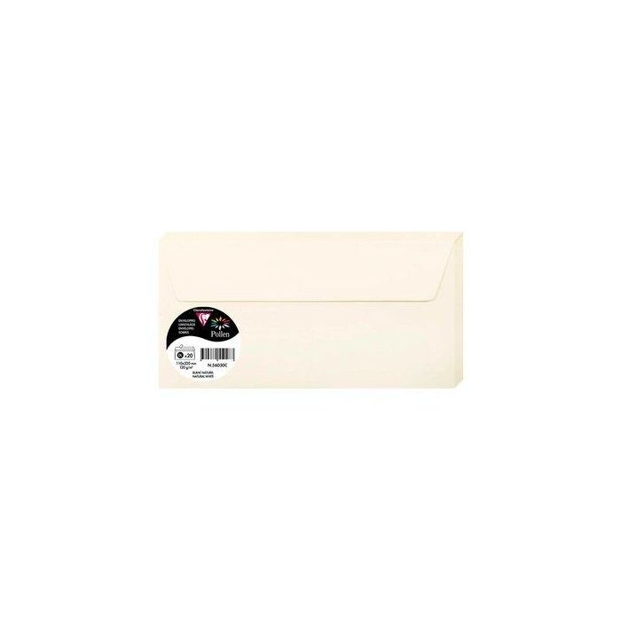 Sobre Clairefontaine Pollen 110X220 120G Blanco Natural Paquete De 20