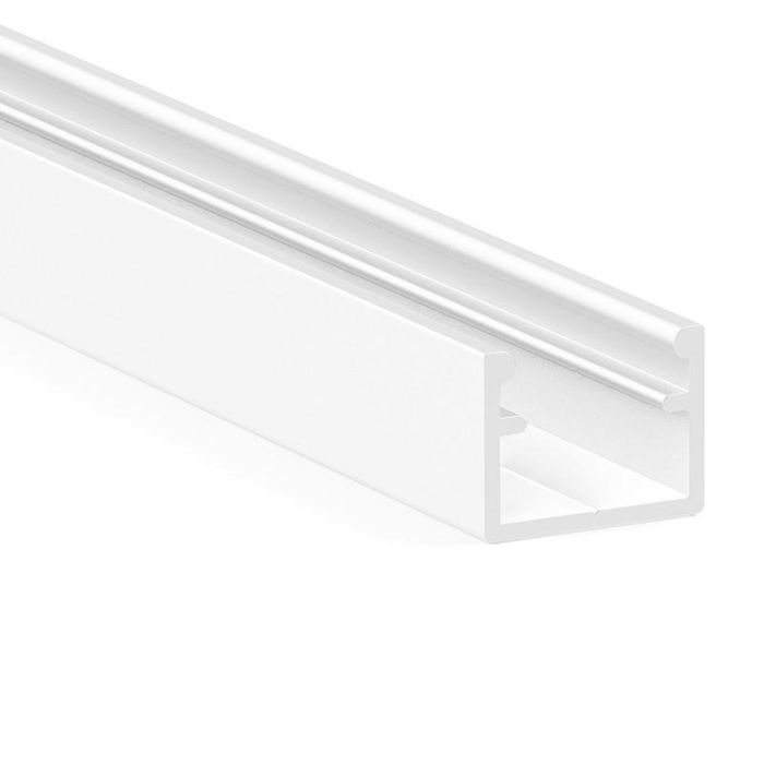 Herrajes ALK Perfil de Aluminio KOY+ Tapa Difusora 2 Posiciones para Embutir y Solapar Blanco Mate 3 Metros 14x10.8mm Pack 4 Unidades