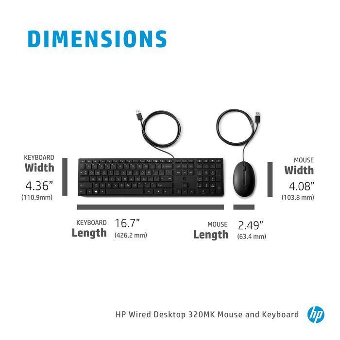 HP USB 320MK Wired Keyboard & Mouse Set - POR 5 HP USB 320MK Wired Keyboard & Mouse Set - POR 5