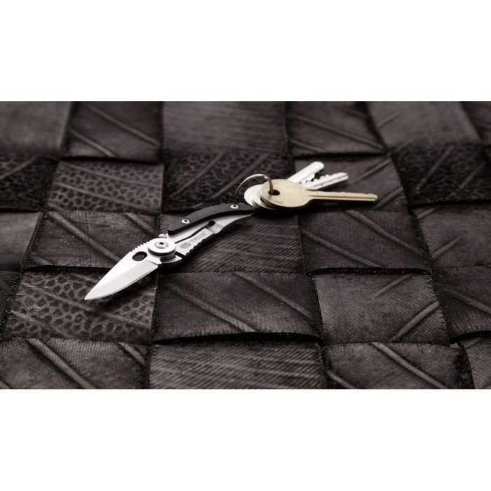 True Skeletonknife Navaja Pequeña Minimalista Plegable Diseño Plateado y Negro con Llavero 5