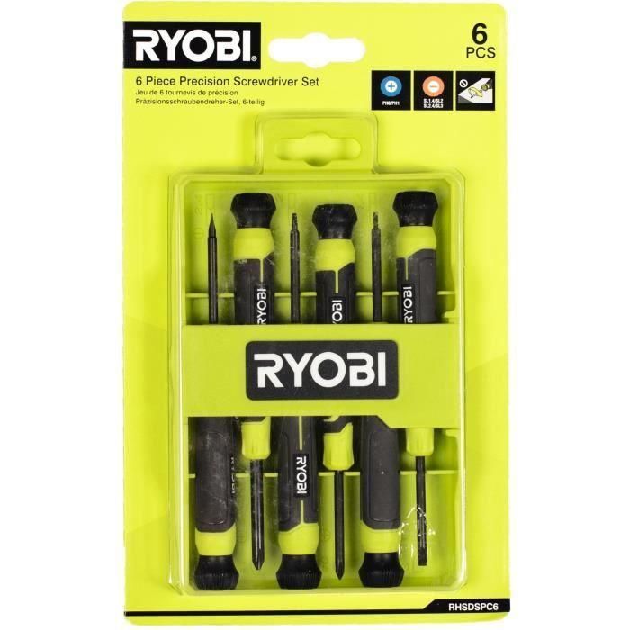 Juego de 6 destornilladores de precisión - RYOBI - SL1, SL2, SL3, PH1, PH0, SL2 5