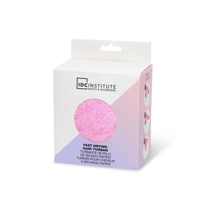 Idc Institute Turbante para Pelo de Secado Rápido, Rosa de Algodón Suave, Accesorio de Baño Mujer que Absorbe la Humedad, 1 Unidad