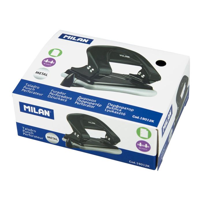 Milán Perforadora de Papel con Guía Negro para 15 Hojas 1