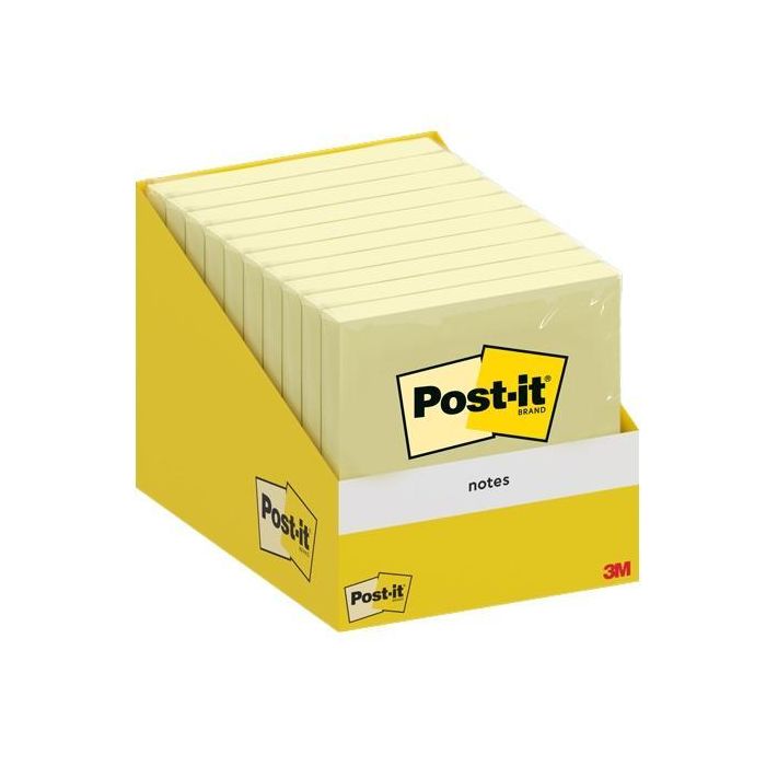 Post-it Bloc de notas adhesivas 76x76 mm, 100 hojas, Amarillo Canario, Retractilado Individualmente