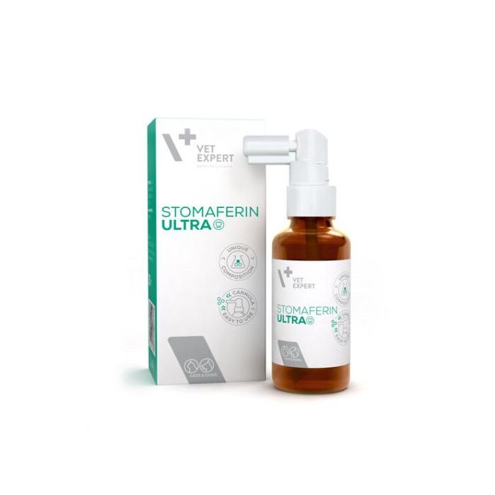 Stomaferin Ultra 30 mL - Clorhexidina y Lactoferrina para Higiene Bucal y Encías de Perros y Gatos