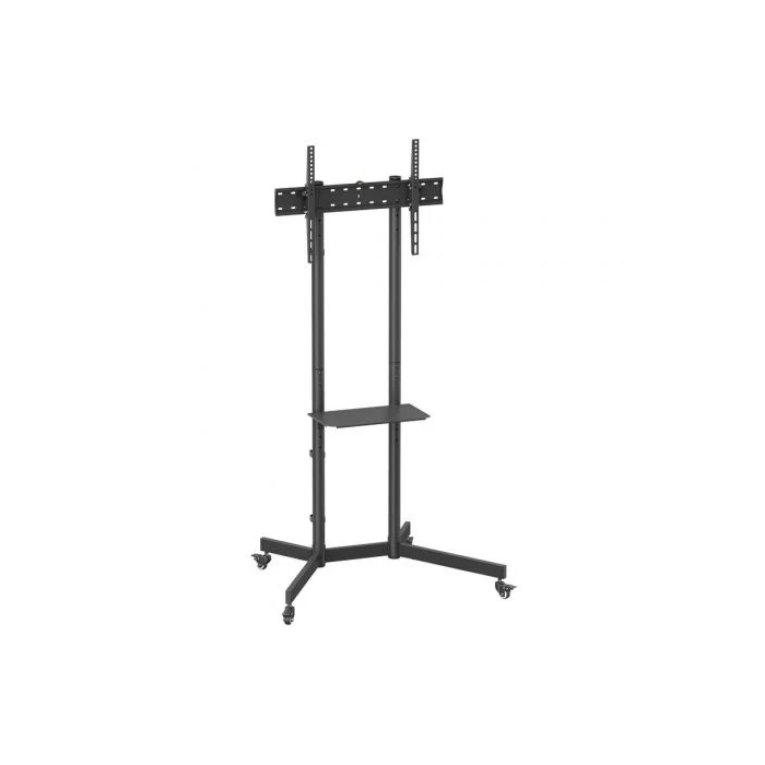 AISENS - SOPORTE DE SUELO ECO CON RUEDA, BANDEJA PARA DVD PARA MONITOR/TV 45KG DE 37-70, NEGRO