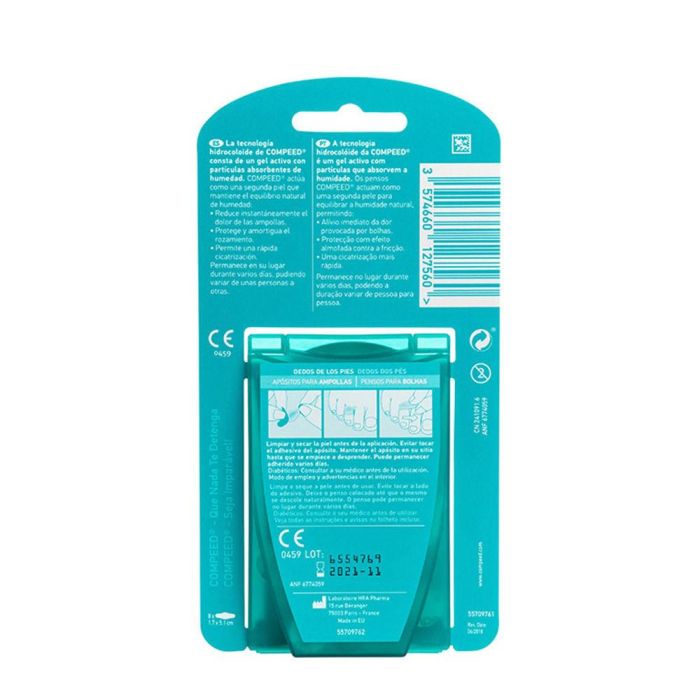 Compeed Apósitos para Ampollas entre Dedos de los Pies Hidrocoloides 8 unidades 1