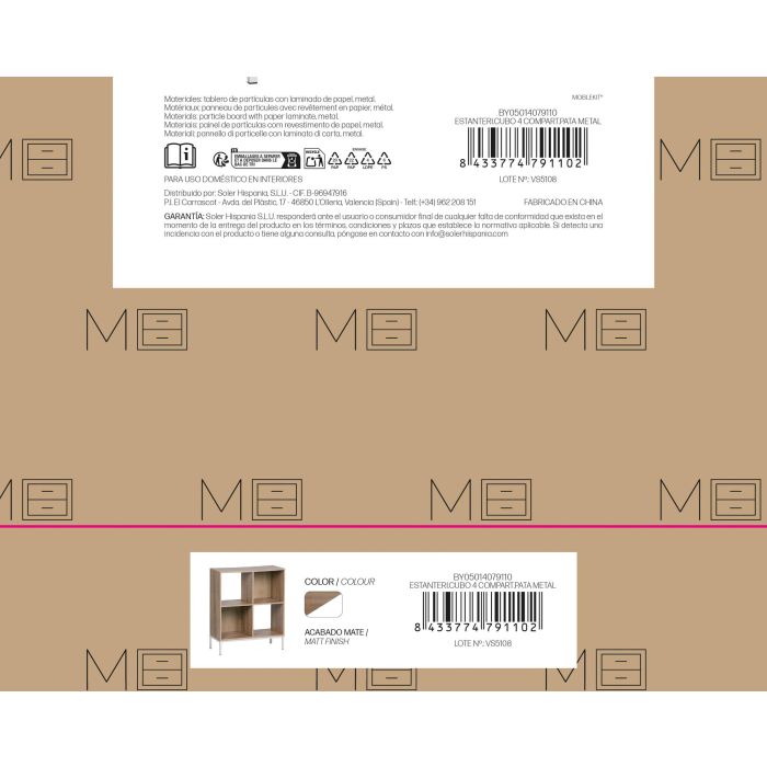 Estanteri.Cubo 4 Compart.Pata Metal Moblekit 3