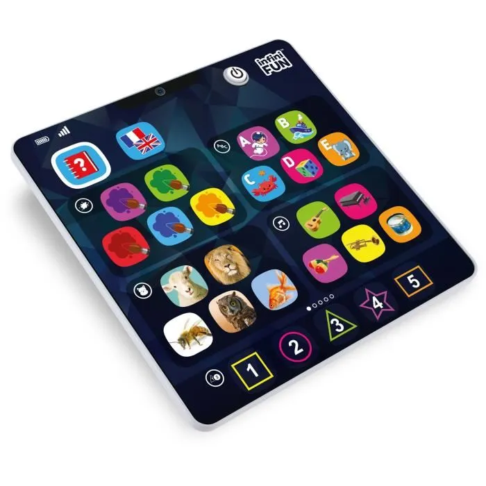 TALDEC Mi primera tableta educativa, Juguete primera edad para bebés y niños pequeños, Aprende letras, números, colores, animales, bilingüe Francés/Inglés 4