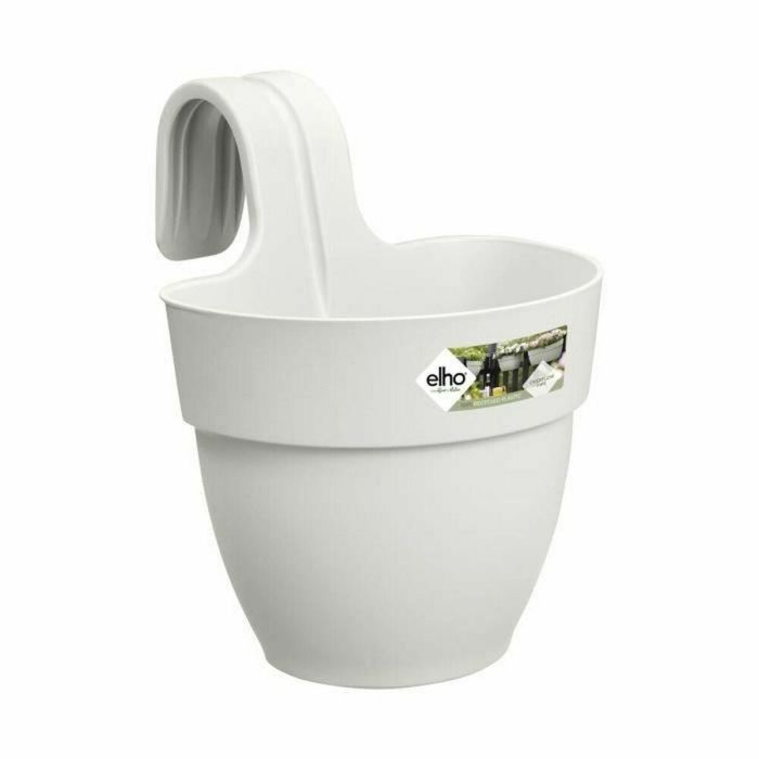 Elho Maceta Vibia Campana Easy Hanger Pequeña Blanco Seda para Balcón Exterior, L 24,1 x An 20,5 x Al 26,5 cm
