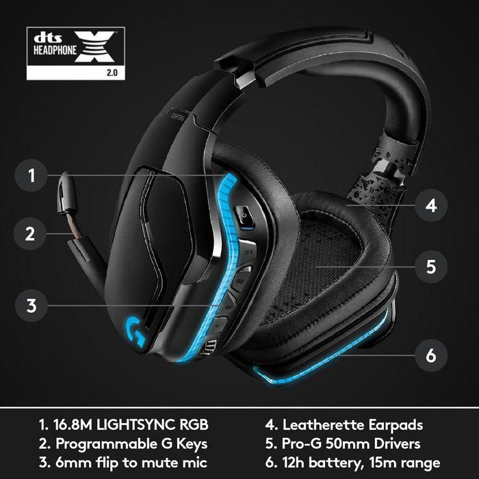 Logitech G935 Auriculares Inalámbricos Gaming con Sonido Envolvente 7.1 y LIGHTSYNC RGB 13