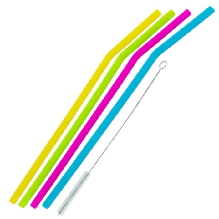 Pajitas de silicona de colores x4 1