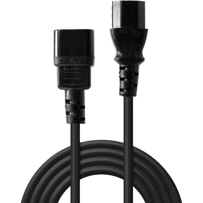 Lindy Cable de Extensión Eléctrica IEC C14 a C13, 1m, Negro, H05-VVF 3G 1.00mm², apto para -10°C a 70°C, uso profesional/doméstico 1