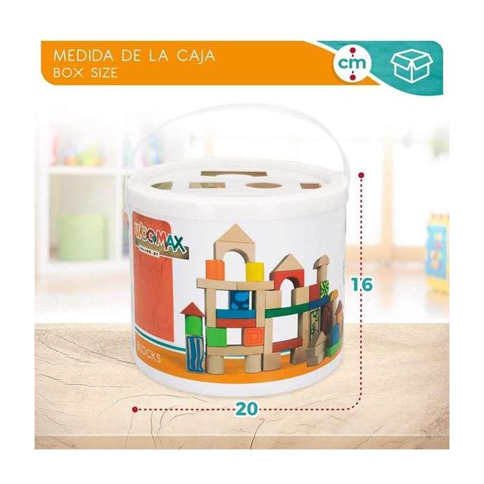 Color Baby Construcción con 50 Bloques de Madera en Cubo 17