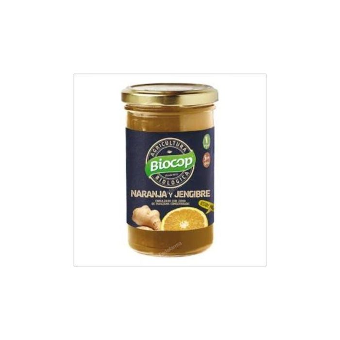 BIOCOP Compota de Naranja Amarga y Jengibre Bio 265g. Untable, endulzada con zumo de manzana