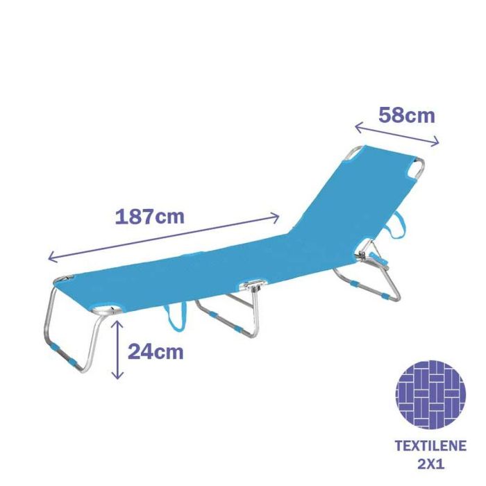 Marbueno Tumbona Plegable Aluminio Azul Playa y Piscina 187X58X24 cm 10460 1