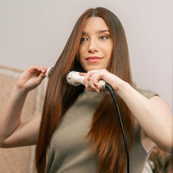 Cecotec Cepillo Alisador InstantCare ThermoGlow, 5 Temp, Infrarrojos, Iónico, 38mm, Pantalla 2 Cecotec Cepillo Alisador InstantCare ThermoGlow, 5 Temp, Infrarrojos, Iónico, 38mm, Pantalla 2