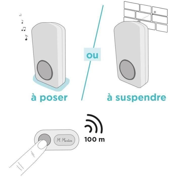 Timbre inalámbrico - OneBell 100 - SCS SENTINEL - Alcance 100m - 15 melodías - IP55 2