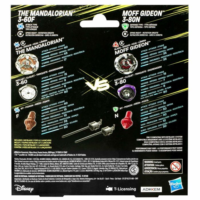 Hasbro HASF9589ES0 Beyblade X Star Wars: The Mandalorian & Moff Gideon Set, 3-60F vs. 3-80N, Paquete Múltiple 4 Hasbro HASF9589ES0 Beyblade X Star Wars: The Mandalorian & Moff Gideon Set, 3-60F vs. 3-80N, Paquete Múltiple 4