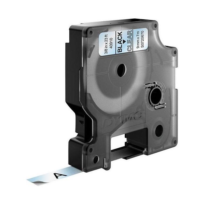 Dymo 40910 Cinta de Transferencia Térmica D1, Etiquetas Estándar Negro sobre Transparente 9mm x 7M Poliéster Autoadhesiva para Rotuladora LabelManager 0 Dymo 40910 Cinta de Transferencia Térmica D1, Etiquetas Estándar Negro sobre Transparente 9mm x 7M Poliéster Autoadhesiva para Rotuladora LabelManager 0