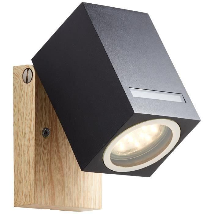 Brilliant GALENI Aplique de exterior negro/color natural, metal/vidrio, GU10 1x20W IP44 Brilliant GALENI Aplique de exterior negro/color natural, metal/vidrio, GU10 1x20W IP44