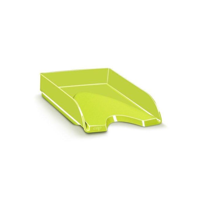 Cep Bandeja de Sobremesa Apilable de Plástico Verde 257x348x66 mm para Documentos A4, Fabricada en Poliestireno Reciclable