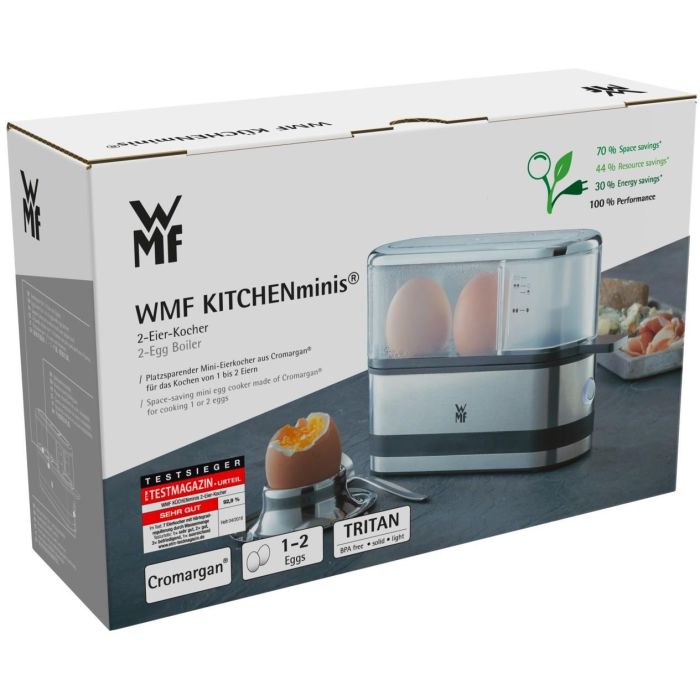 WMF 0415020011 KÜCHENminis - Cocedero de huevos para 2 unidades, Acero inoxidable, Negro/Acero inoxidable, 250 W 6
