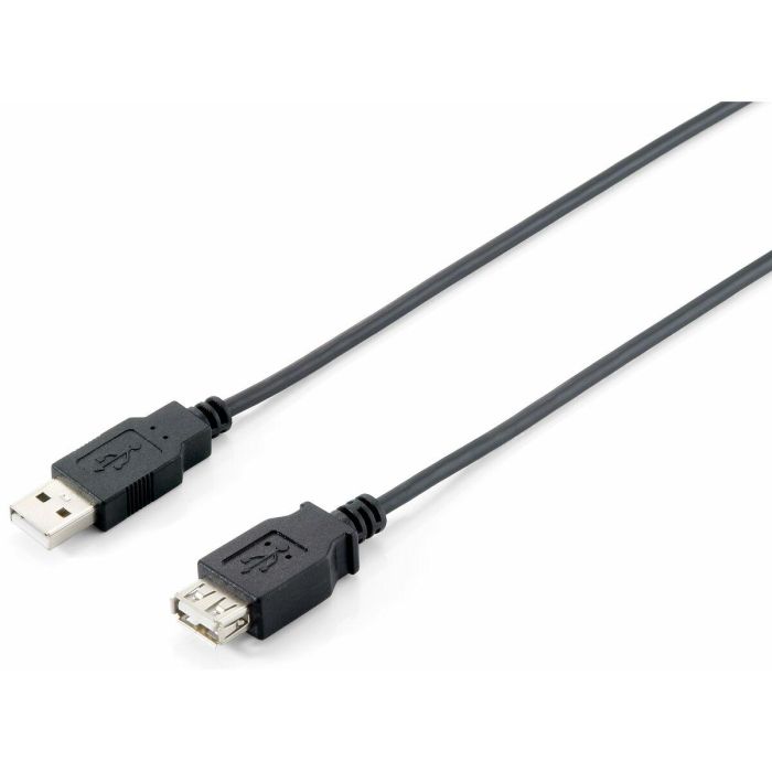 Equip Cable Alargador USB 2.0 Tipo A Macho a Hembra, Doble Blindado, Negro, Contacto Flash de Oro 1 Equip Cable Alargador USB 2.0 Tipo A Macho a Hembra, Doble Blindado, Negro, Contacto Flash de Oro 1